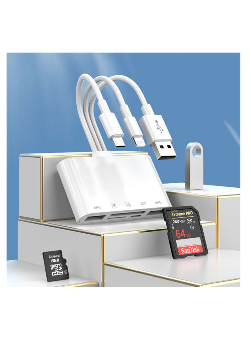 كيبول قارئ بطاقات الذاكرة 5 في 1، محول USB OTG وقارئ بطاقات SD لأجهزة i-Phone/i-Pad، وأجهزة USB C وUSB A مع فتحات بطاقات Micro SD وSD، يدعم SD/Micro SD/SDHC/SDXC/MMC - Image 4
